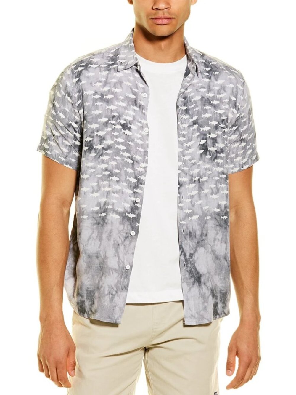 Endless Summer Grey Short Sleeve Button Down Shirt/1732